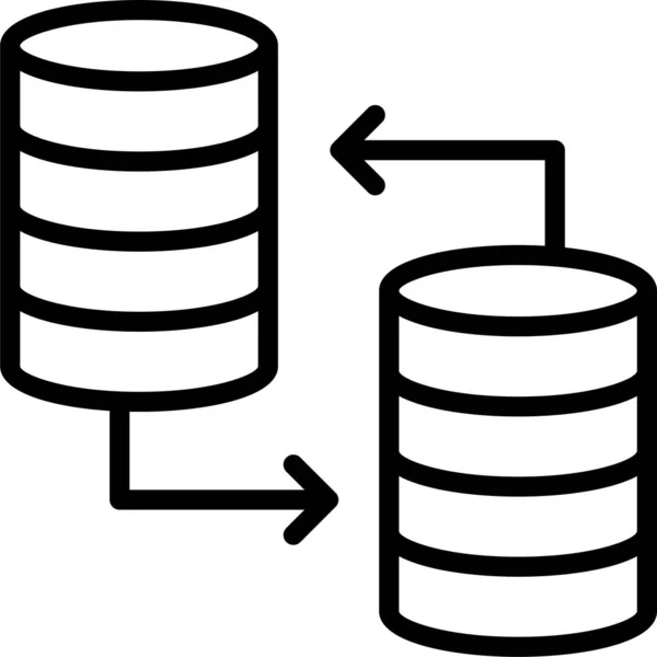 Datenbank Datenzentrum Filesharing Symbol Umrissstil — Stockvektor