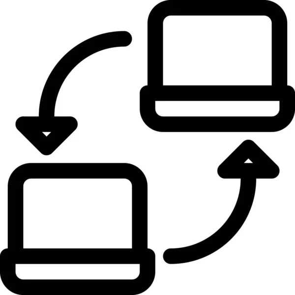 Icône Données Connexion Informatique Dans Style Contour — Image vectorielle