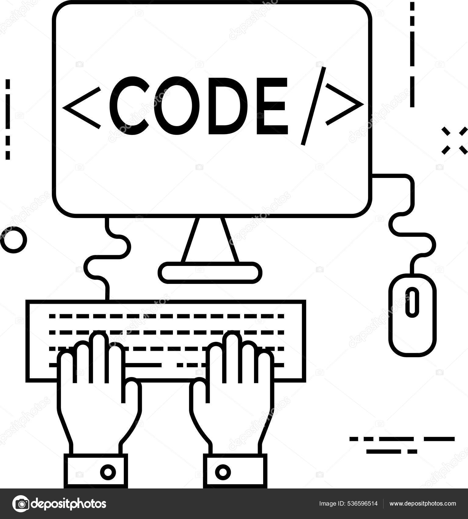 Code Computer Programming Icon Outline Style Stock Vector by ...