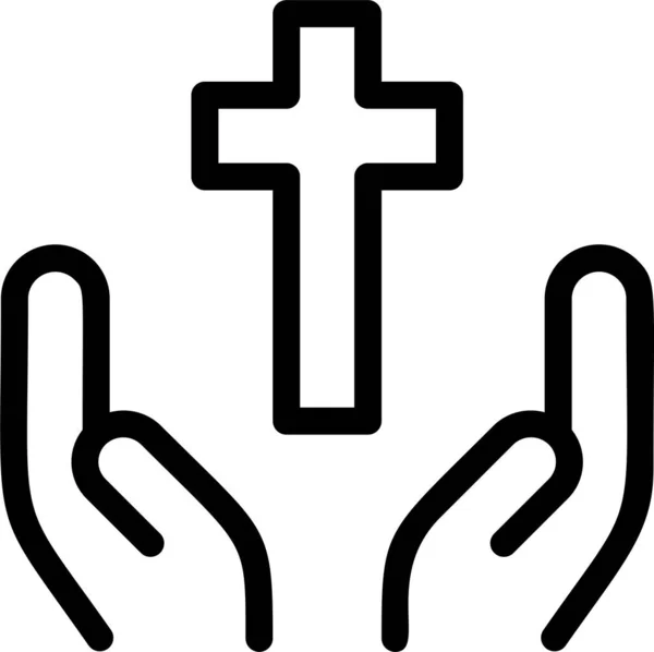 Christentum Kreuz Zeichen Mit Offenen Armen Ostertag Symbol Der Osterkategorie — Stockvektor