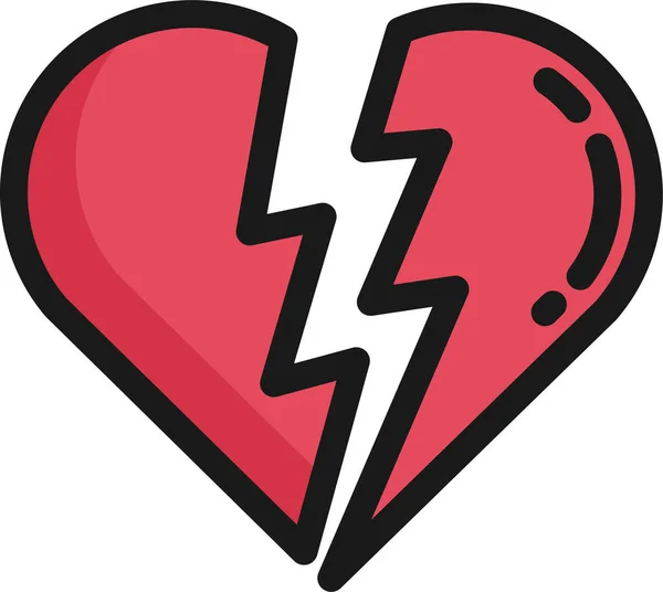 Kırık Kalp Çift Simgesi Doldurulmuş Ana Hatlarıyla — Stok Vektör