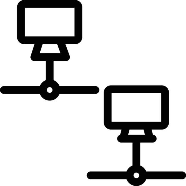 Ikon Perangkat Koneksi Komputer Dalam Gaya Outline - Stok Vektor