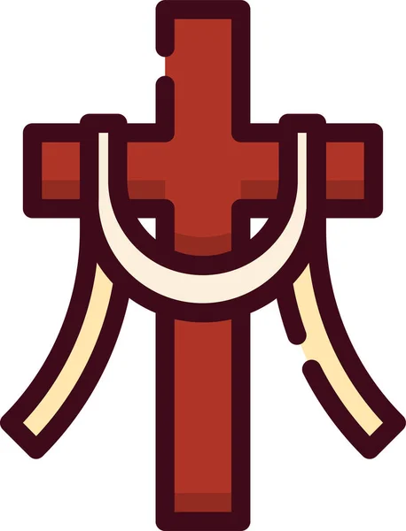 Calvary Icono Pascua Cristiana Estilo Contorno Lleno — Vector de stock