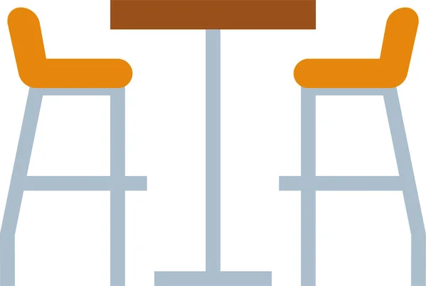 Ikon Perabotan Meja Bar Cafe Dalam Gaya Datar - Stok Vektor