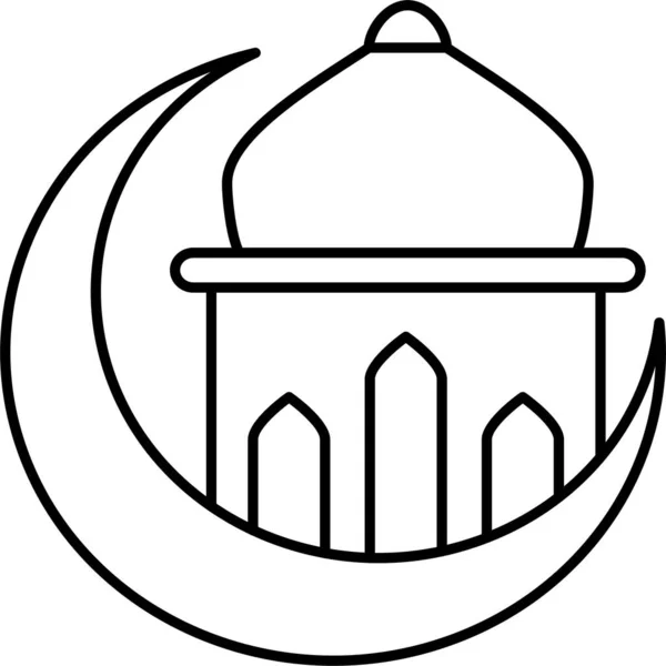 Cúpula Icono Mezquita Luna Estilo Contorno — Archivo Imágenes Vectoriales