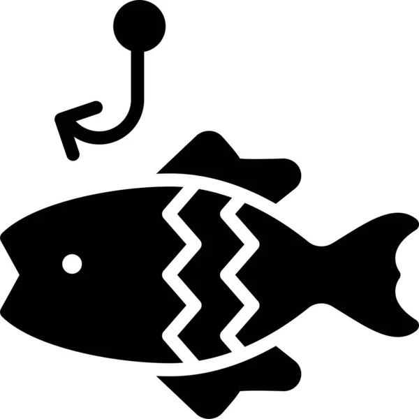固形魚釣りのアイコン — ストックベクタ
