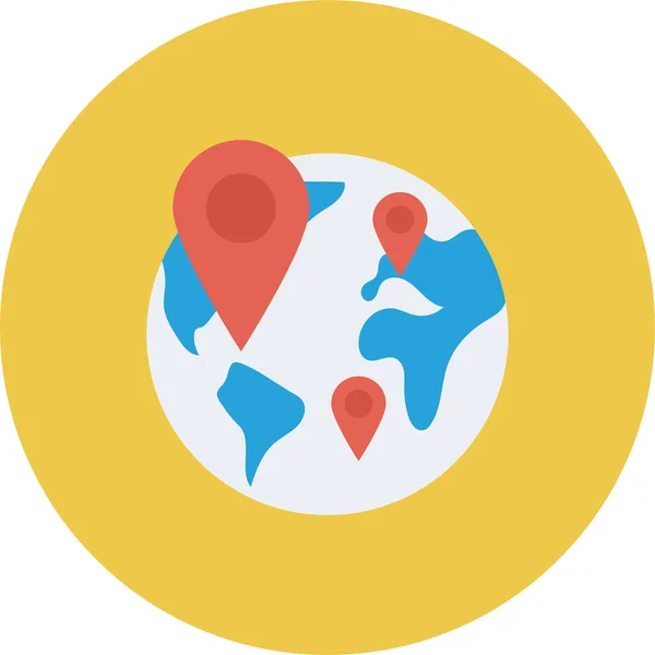 Globální Ikona Mapy Umístění Plochém Stylu — Stockový vektor