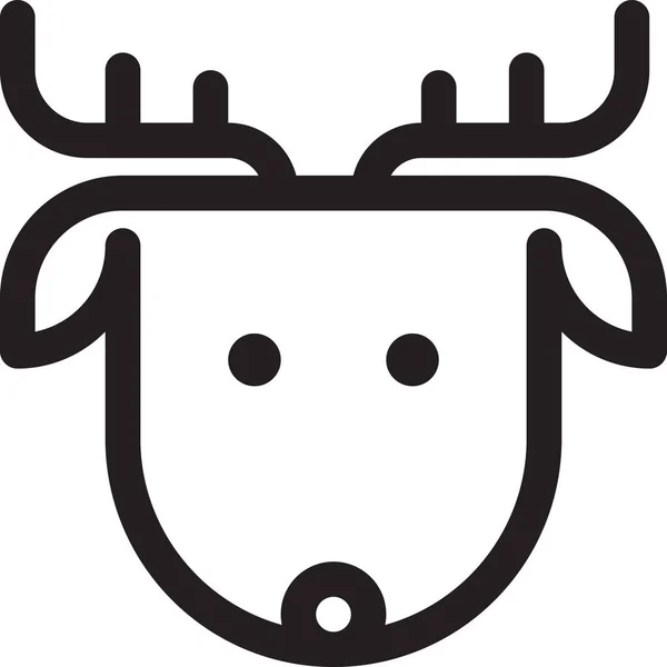 Animal Christmas Deer Icon Outline Style — Stock Vector