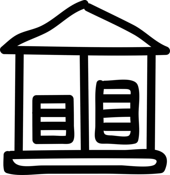 Building Home Hotel Icon Handdrawn Style — Stock vektor