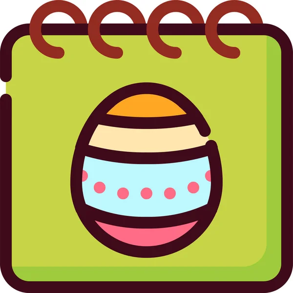Calendar Easter Egg Icon Filled Outline Style — Stock Vector