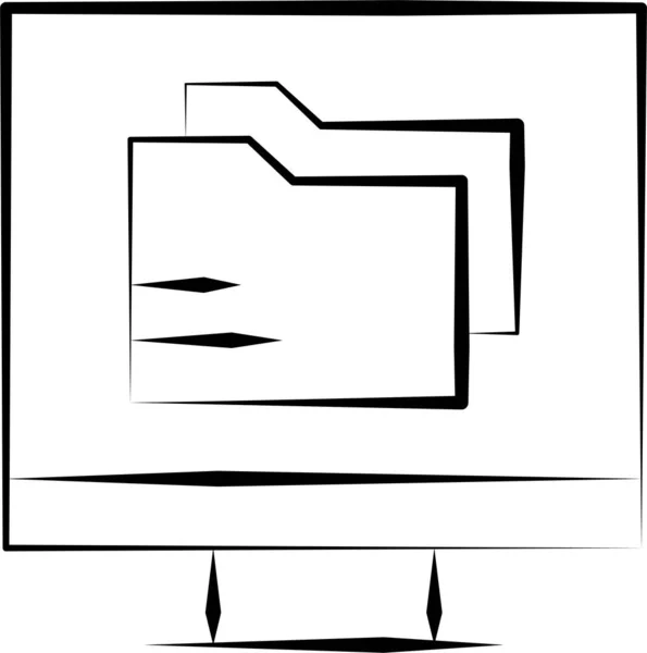 Computerverzeichnis Elektronik Ikone Handgezeichnetem Stil — Stockvektor