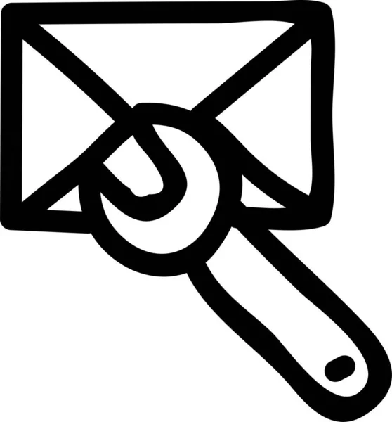 Icône Email Configuration Cog Dans Style Dessiné Main — Image vectorielle
