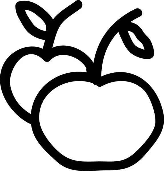 Apfel Kirsch Essen Ikone Handgezeichneten Stil — Stockvektor