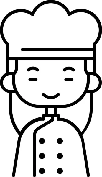 Avatar Boulanger Icône Chinoise Dans Style Contour — Image vectorielle