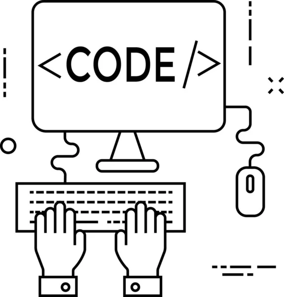 Codice Icona Programmazione Del Computer Stile Contorno — Vettoriale Stock