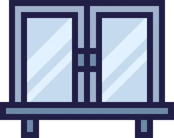Flügel Doppelte Fenster Möblierung Symbol Ausgefüllten Umrissen Stil — Stockvektor