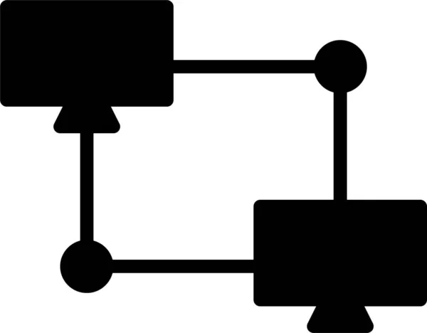 ソリッドスタイルのコンピュータ接続ネットワークアイコン — ストックベクタ