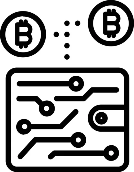 Bitcoin Blockchain Бизнес Иконка Стиле Набросков — стоковый вектор