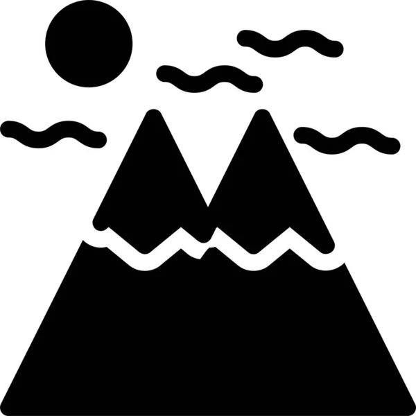 Colinas Montañas Naturaleza Icono Estilo Sólido — Vector de stock