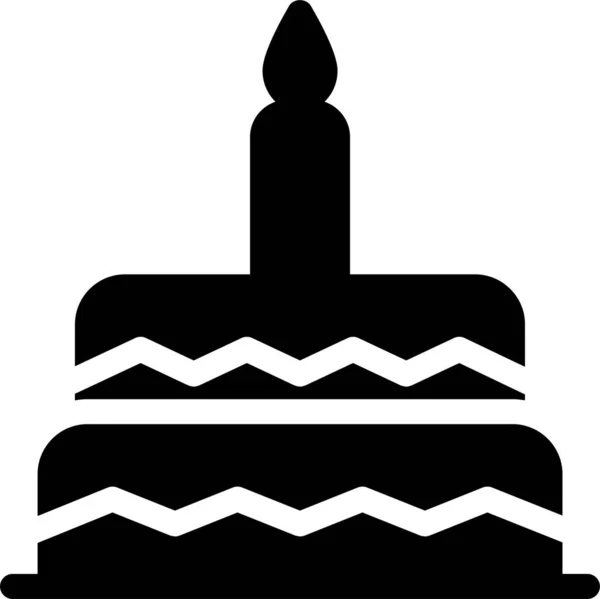 Икона Свечи Торта Твердом Стиле — стоковый вектор