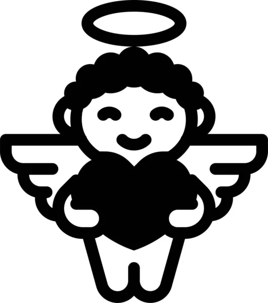 Ангел Херувим Купидон Икона Твердом Стиле — стоковый вектор