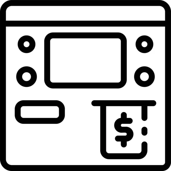 Accounting Atm Machine Banking Icon Outline Style — Stock Vector