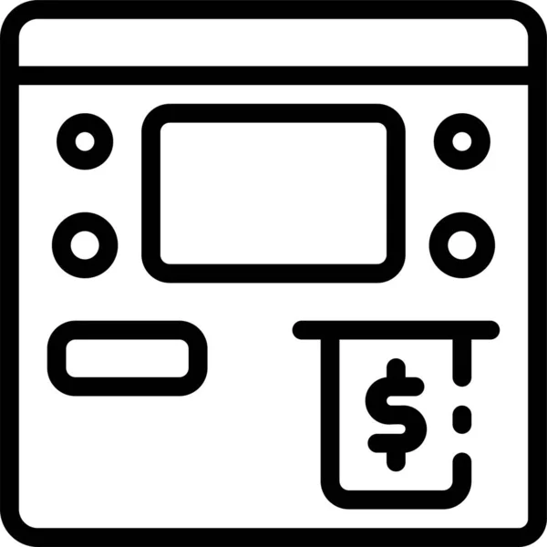 Comptabilité Atm Machine Bancaire Icône Dans Style Contour — Image vectorielle