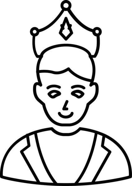王冠帝王图标的轮廓风格 — 图库矢量图片