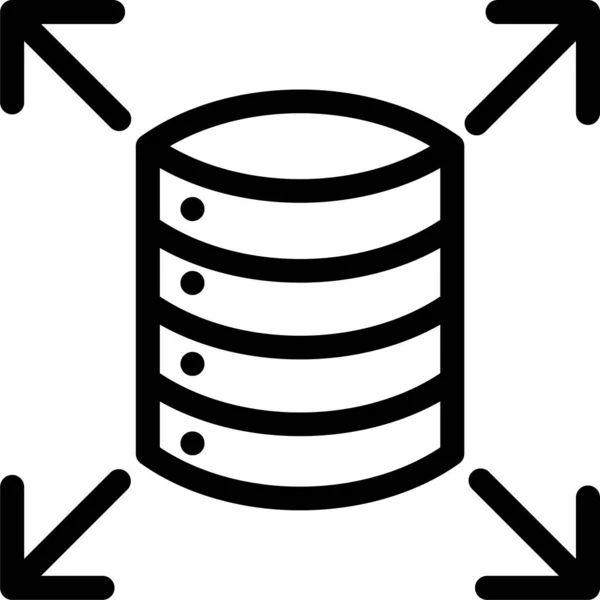 Icône Datacenter Mainframe Base Données Dans Style Contour — Image vectorielle