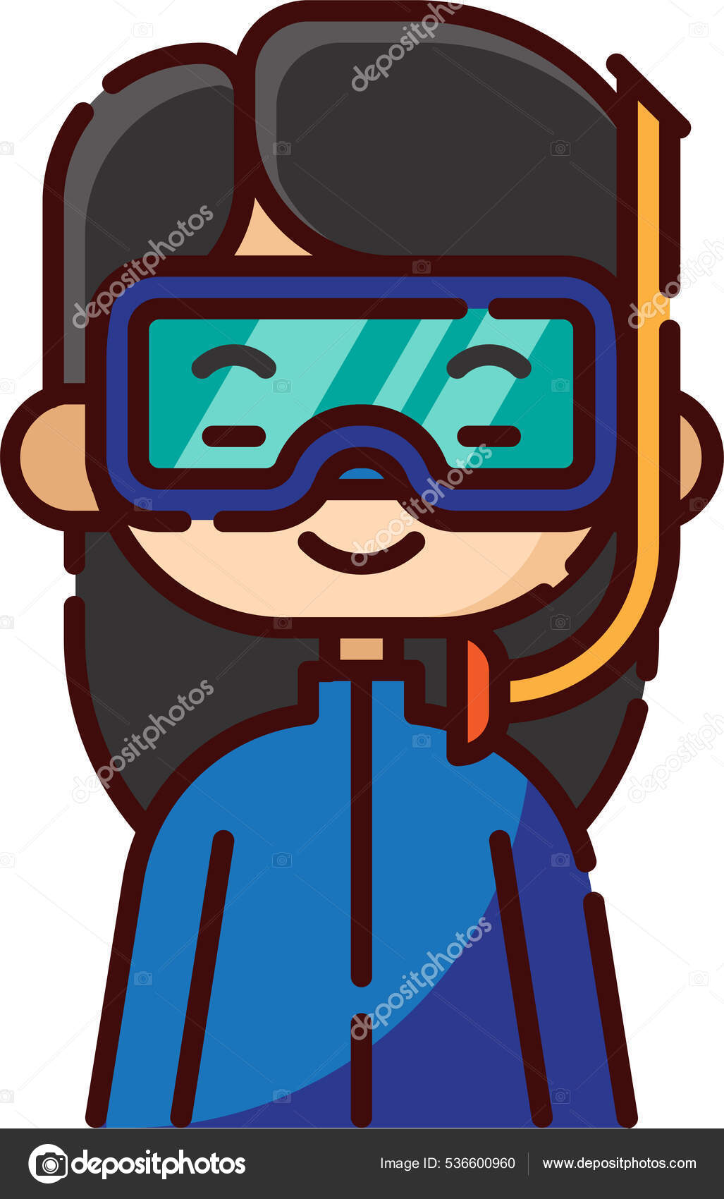 Icono Buzo Chino Avatar Estilo Contorno Lleno Vector de stock