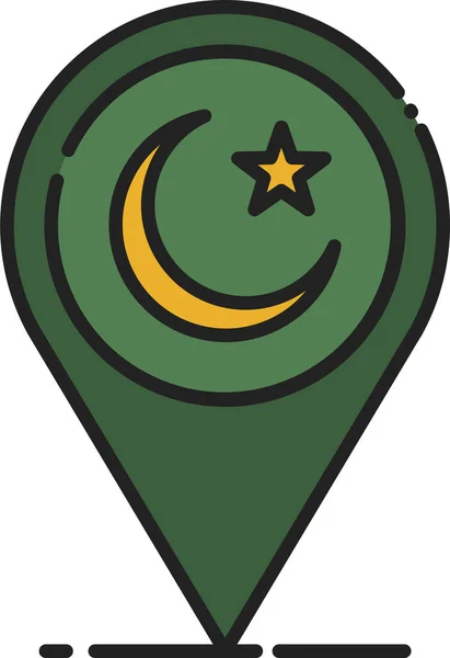 Εικονίδιο Καρφιτσών Muslim Θέσης Στυλ Γεμισμένου Περιγράμματος — Διανυσματικό Αρχείο