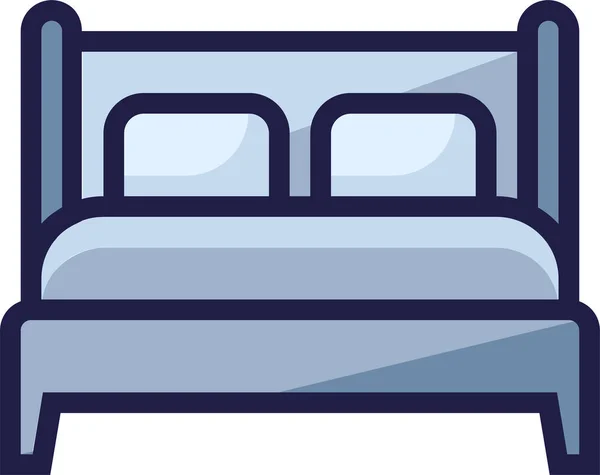 Спальня Двуспальная Кровать Значок Заполненном Стиле Очертания — стоковый вектор