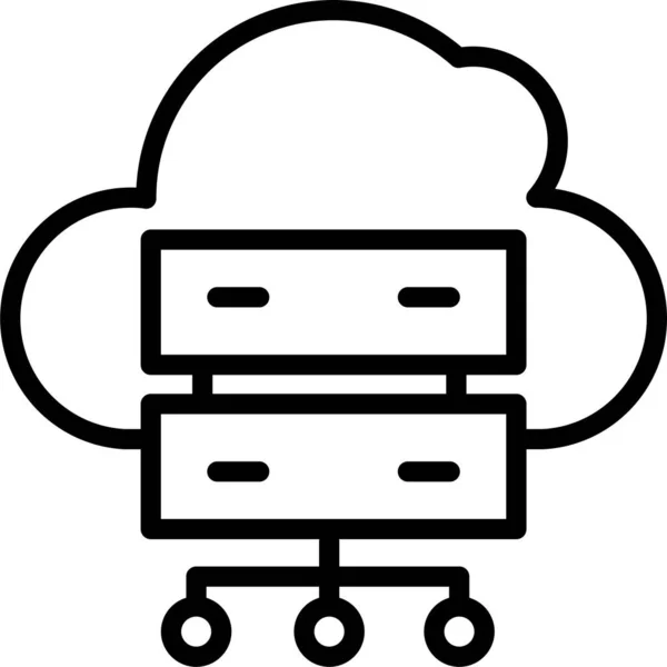 Icona Del Datacenter Del Database Cloud Stile Contorno — Vettoriale Stock