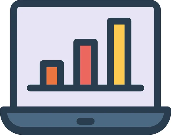 Grafico Icona Del Grafico Computer Stile Contorno Riempito — Vettoriale Stock