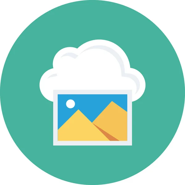 Cloud Gallery Image Icon Flat Style — Stock Vector