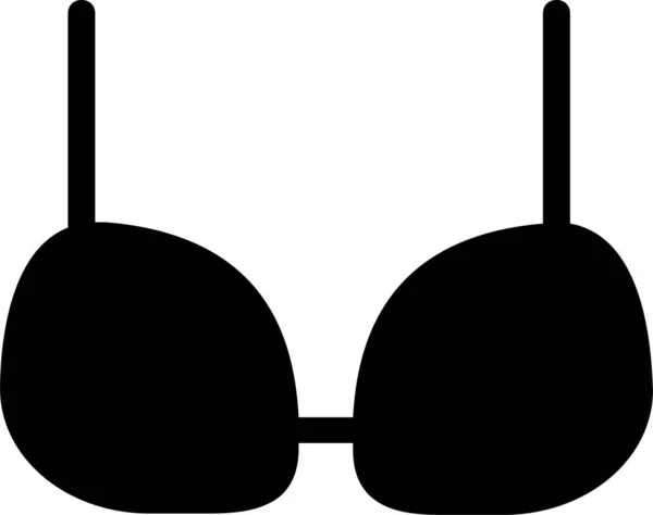 Ikon Bra Bikini Cantik Dalam Gaya Padat - Stok Vektor