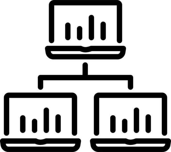 商务计算机连接图标 轮廓样式 — 图库矢量图片