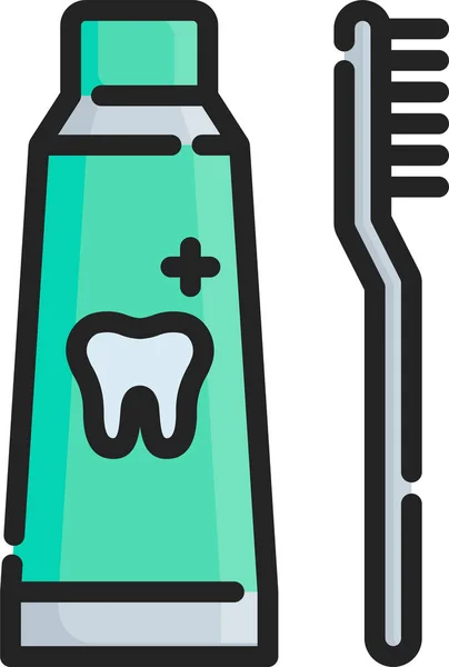 Cuidado Dentista Limpio Icono Estilo Contorno Lleno — Vector de stock
