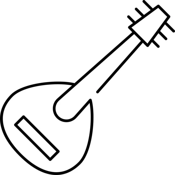 Guitar Instrument Japanese Icon Outline Style — Stock Vector