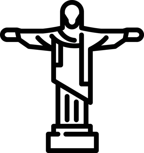 Brazil Christ Jesus Ikon Konturstil — Stock vektor