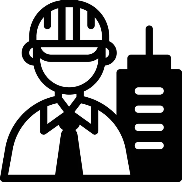 Architecture Constructor Engineer Icon Solid Style — Stock Vector