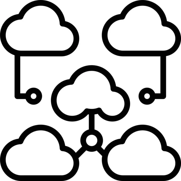 Ikona Připojení Síti Cloudu Stylu Osnovy — Stockový vektor