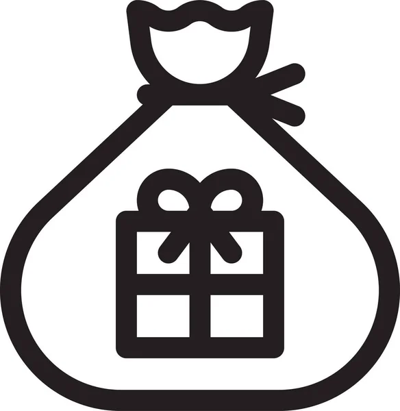 Christmas Gift Gift Bag Icon Outline Style — Stock Vector