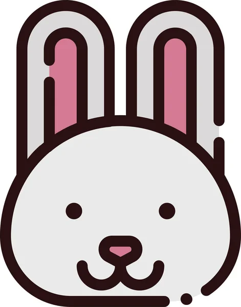 填充轮廓风格的动物兔子卡通人物 — 图库矢量图片