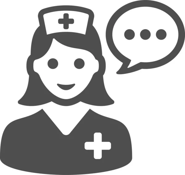 Chat Burbuja Enfermera Hablando Icono — Vector de stock