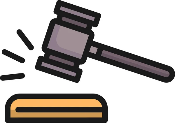 Hammer Judge Judgment Icon Filled Outline Style — Stock Vector