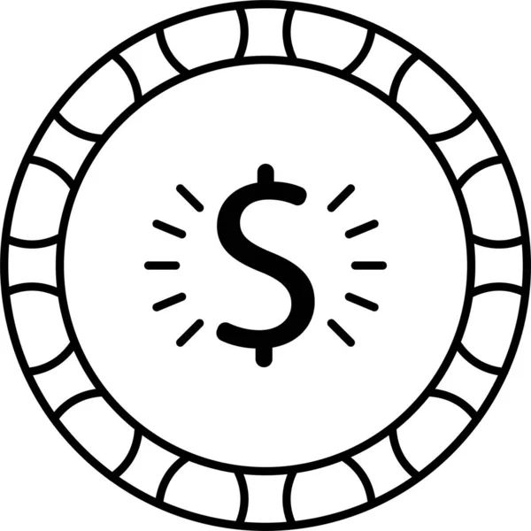 Casino Puce Coin Icône Dans Style Contour — Image vectorielle