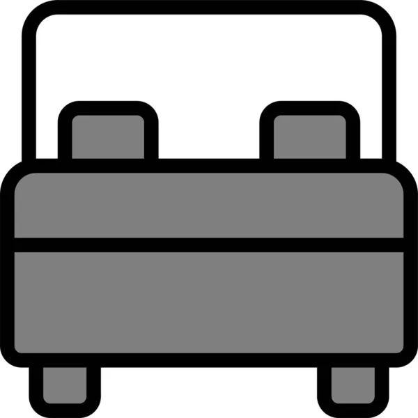 Bedroom Double Bed Furniture Icon — Stock vektor