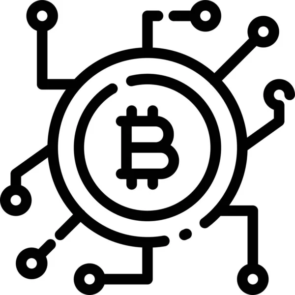 Ícone Moeda Negócios Bitcoin Estilo Esboço —  Vetores de Stock