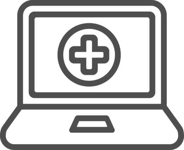 Salud Internet Portátil Icono Categoría Hospitales Atención Médica — Vector de stock